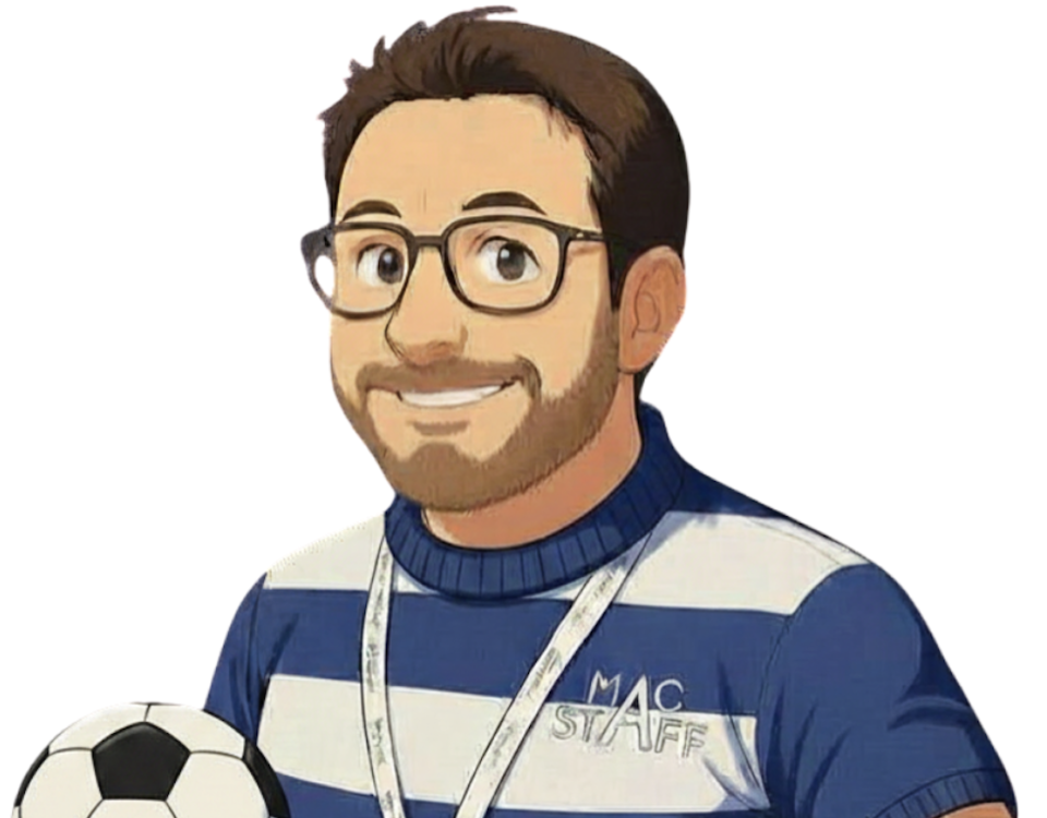 Assist-Ant head and shoulders wearing a blue striped sports top and holding a football